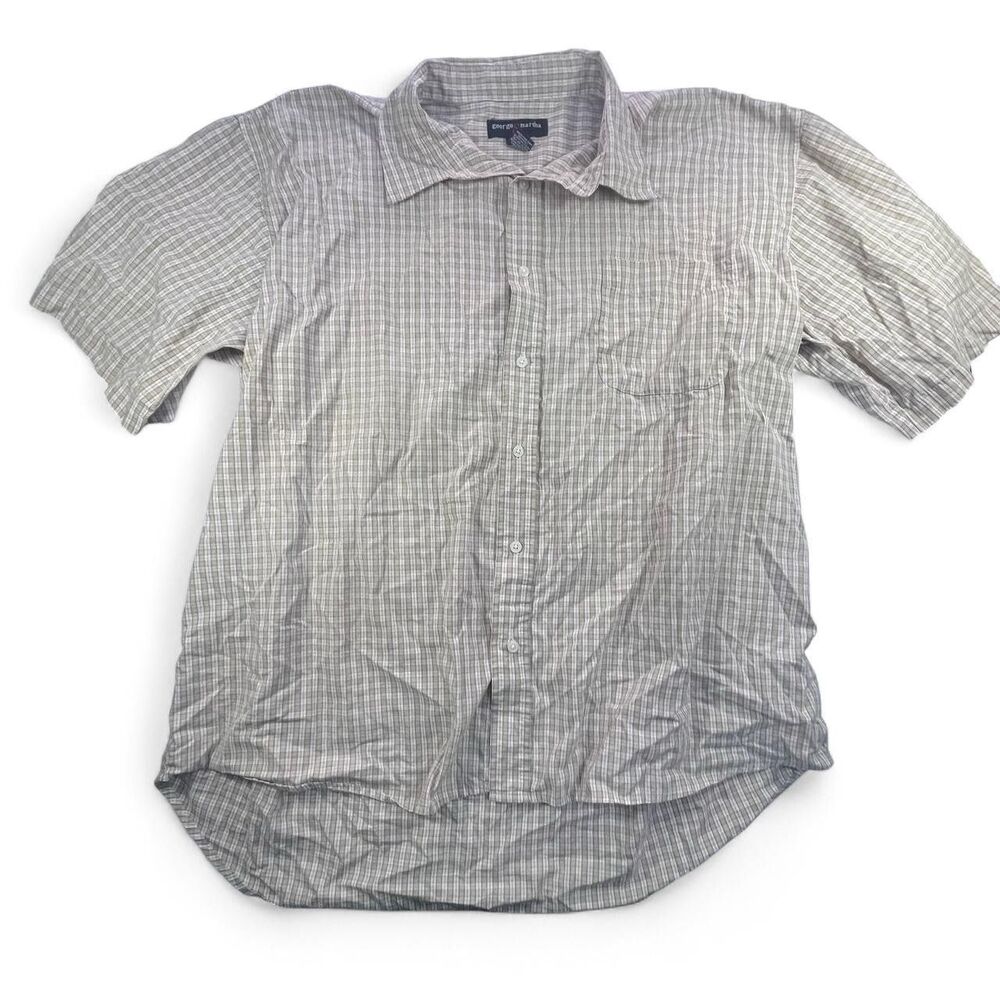 George & Martha Green Gingham Button-Up Polo Men’s Size 2XL Short Sleeve Preppy